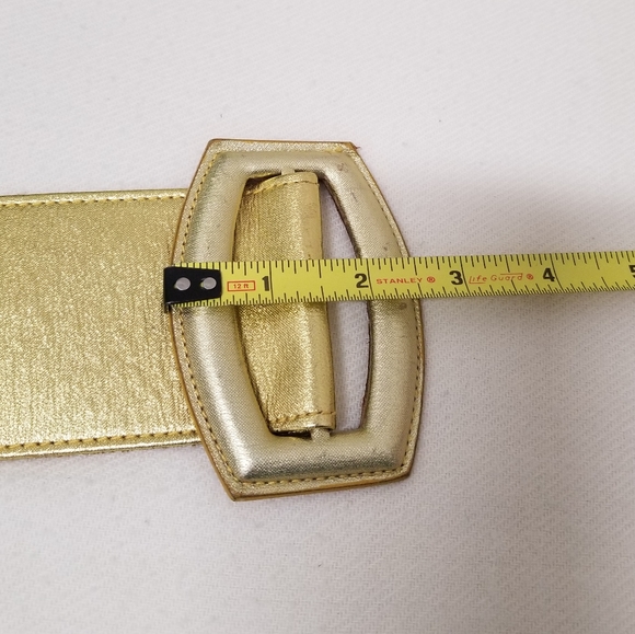 Bergdorf Goodman Rare 2-Tone Wide Gold Leather Vintage Belt S/M - Picture 16 of 16